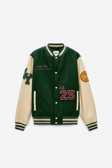 zara varsity jacket|VARSITY JACKET WITH PATCHES